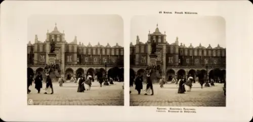 Stereo Foto Krakow Krakau Polen, Monument de Mickiewicz