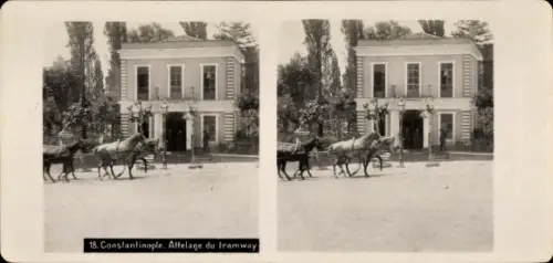 Stereo Foto Konstantinopel Istanbul Türkei, Attelage du tramways