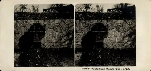 Stereo Foto Konstantinopel Istanbul Türkei, Therapia, Grab von der Goltz