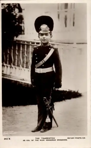 Ak Zarewitsch Alexei, Sohn von Zar Nikolaus II. von Russland, Portrait in Uniform