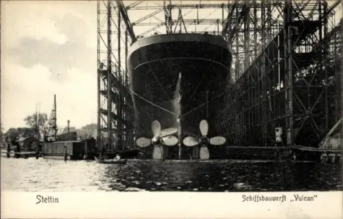 Ak Szczecin Stettin Pommern, Schiffsbauwerft Vulcan