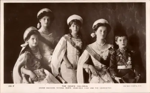 Ak Tatjana, Marie, Anastasia, Olga, Alexei, Kinder von Zar Nikolaus II. von Russland