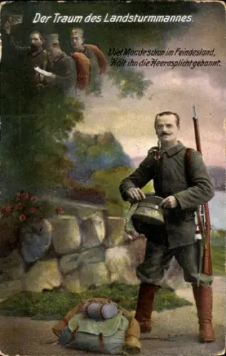Ak Traum des Landsturmmannes, Deutsche Soldaten, Propaganda
