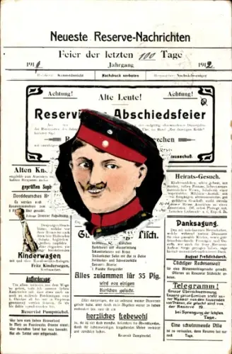 Ak Neueste Reserve Nachrichten, Zeitung, Soldat-Porträt