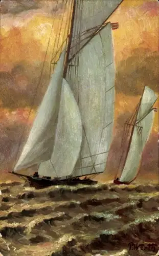 Künstler Ak Segelpartie, Segelboote