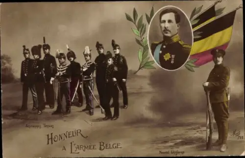 Ak König Albert I. von Belgien, Portrait, Belgische Armee