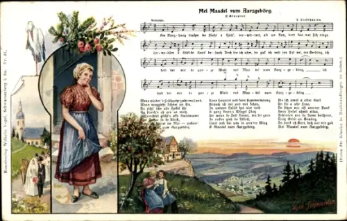 Lied Künstler Ak Schneider, Rud., Mei Maadl vum Aarzgebörg, Erzgebirge, Wilhelm Vogel, Steinhausen