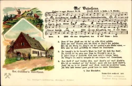 Künstler Lied Ak Günther, Anton, Gottesgab, Mei Vaterhaus, Mundart Nr 18