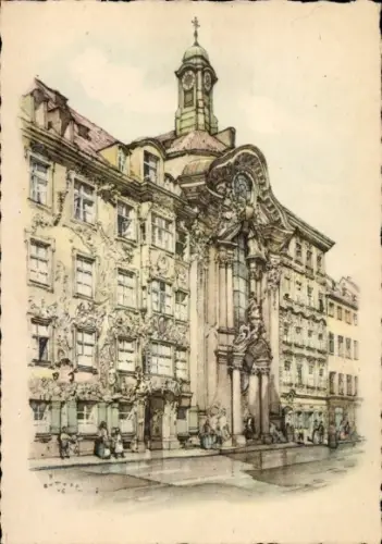 Künstler Ak München, Johann Nepomuk Kirche