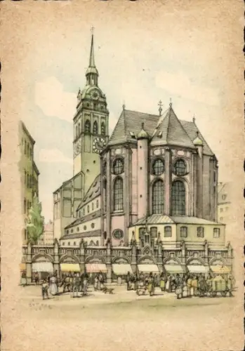 Künstler Ak München, Stadtpfarrkirche St. Peter