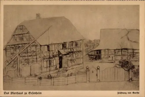 Künstler Ak Sessenheim Sesenheim Elsass Bas Rhin, Das Pfarrhaus