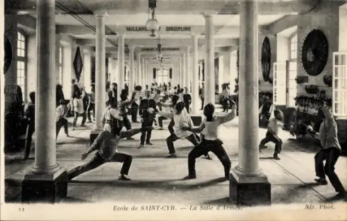 Ak Saint Cyr Yvelines, Ecole, La Salle d'Armes, Fechtunterricht, Soldaten