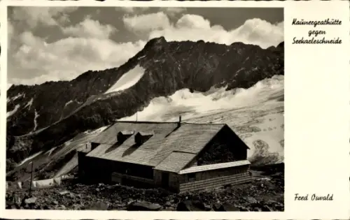 Ak Plangeross Plangeroß St. Leonhard im Pitztal Tirol, Kaunergrathütte gg. Seekarleschneide