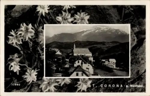 Passepartout Ak St Corona am Wechsel in Niederösterreich, Gesamtansicht