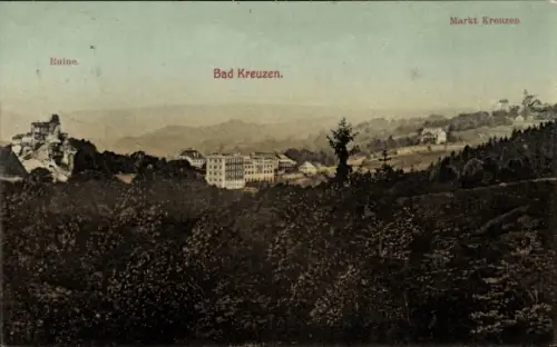 Ak Bad Kreuzen in Oberösterreich, Panorama, Ruine