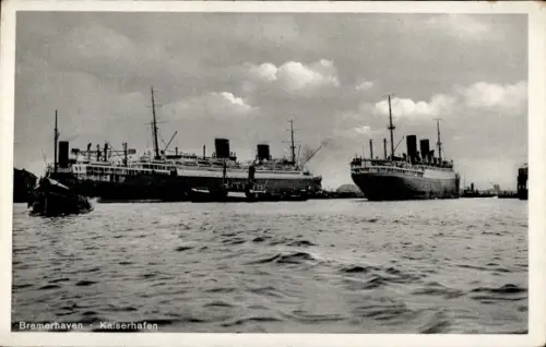 Ak Bremerhaven, Bremerhaven, Kaiserhafen, Passagierdampfer