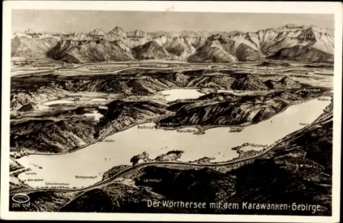 Landkarten Ak Wörthersee Kärnten, Karawanken Gebirge