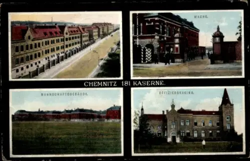Ak Chemnitz in Sachsen, 181 Kaseren, Mannschaftsgebäude, Wache, Offizierskasino