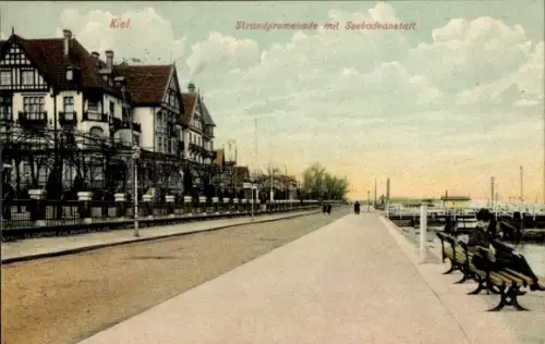 Ak Düsternbrook Kiel,  Strandpromenade, Seebadeanstalt