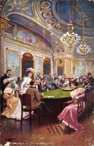 Künstler Ak Monte Carlo Monaco, Salon de Roulette, Spielsalon, Tuck 7053