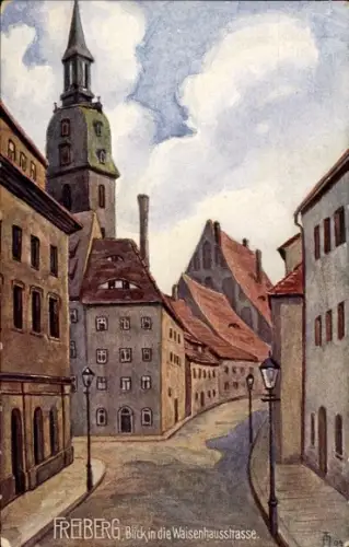 Künstler Ak Freiberg in Sachsen, Weisenhausstraße