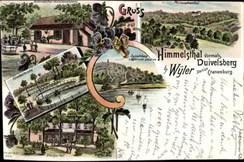 Litho Wyler Kranenburg am Niederrhein, Himmelsthal, Forellenteiche, Duivelsberg