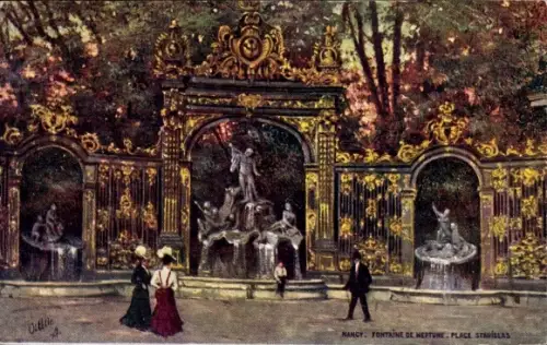 Künstler Ak Nancy Meurthe et Moselle, Neptunbrunnen, Place Stanislas