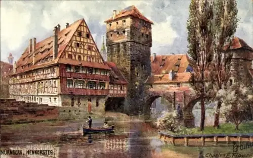 Künstler Ak Flower, Charles, Nürnberg in Mittelfranken, Henkersteg, Turm, Tuck 612B
