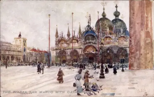 Künstler Ak Venezia Venedig Veneto, Piazza San Marco, Kathedrale