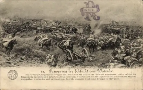 Ak Waterloo Wallonisch Brabant, Panorama der Schlacht