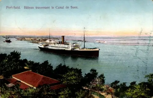 CPA Port Said Ägypten, Bateau traversant le Canal de Suez