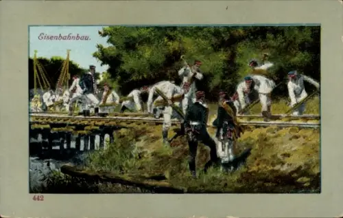 Ak Deutsche Soldaten, Eisenbahnbau