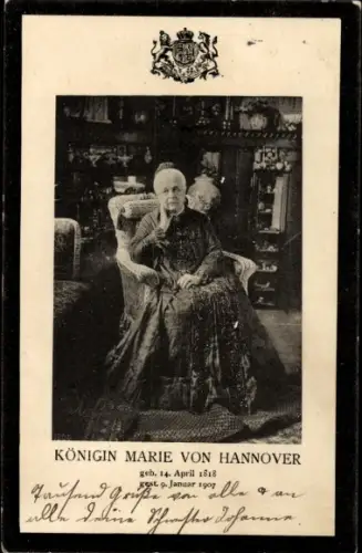 Passepartout Ak Königin Marie von Hannover, Trauerkarte zum Tod 1907