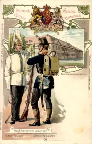 Litho Kgl. Hannoversche Armee 1866, Garde-Kürassier-Kaserne Northeim, Infanterist, Corporal