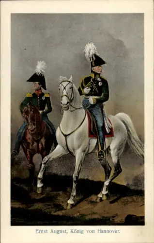 Künstler Ak Ernst August, König von Hannover, in Uniform, Pferd