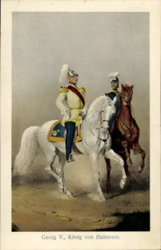 Künstler Ak Georg V., König von Hannover, in Uniform, Pferd