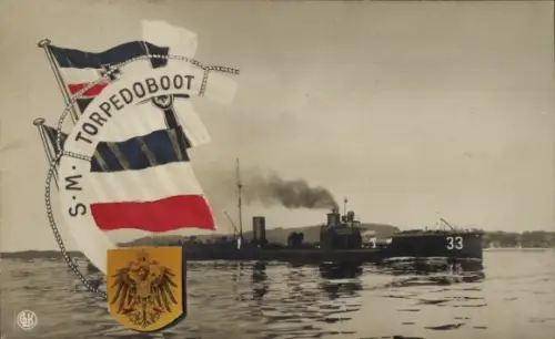 Ak Deutsches Kriegsschiff, SMS Torpedoboot Nr. 33, Kaiserliche Marine, GLK