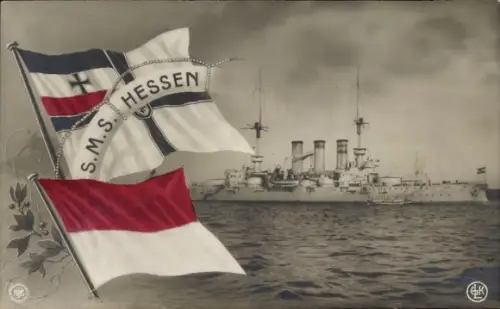 Ak Deutsches Kriegsschiff, SMS Hessen, Kaiserliche Marine, NPG, GLK