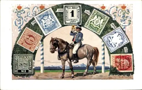 Ganzsachen Briefmarken Ak König Ludwig III. von Bayern, Postillon