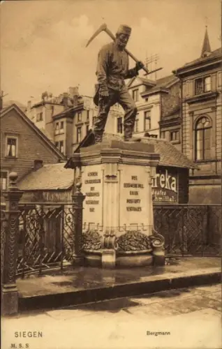 Ak Siegen in Westfalen, Denkmal Bergmann