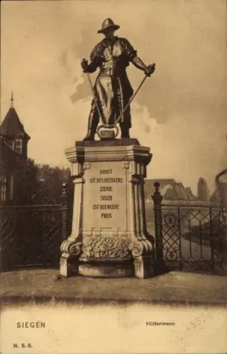 Ak Siegen in Westfalen, Denkmal Hüttenmann