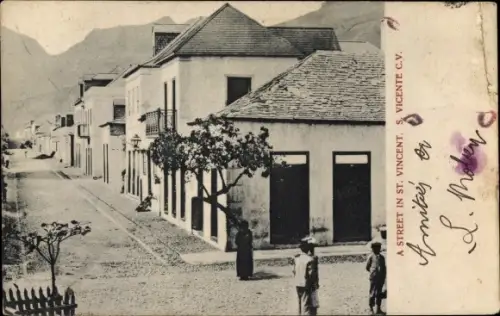 Ak São Vicente Cabo Verde Kap Verde, Straßenpartie