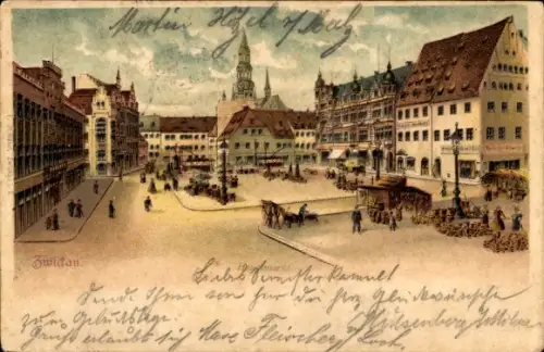 Litho Zwickau in Sachsen, Hauptmarkt