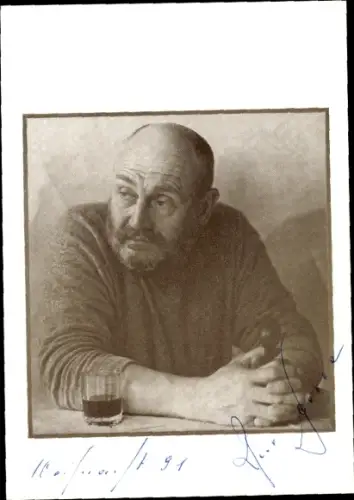 Foto Schauspieler Rolf Hoppe, Portrait mit Glas, Autogramm