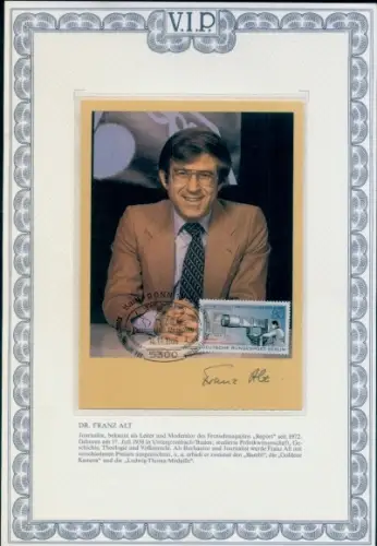 Passepartout Ak Journalist und Fernsehmoderator Dr. Franz Alt, Portrait, Autogramm