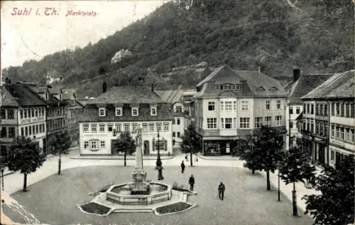 Ak Suhl in Thüringen, Blick auf den Marktplatz, Brunnen