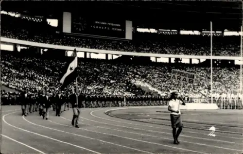 Foto Ak Olympische Spiele, Einzug der Teilnehmer, Zuschauer