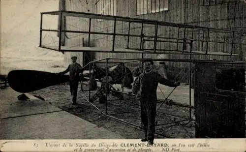 Ak Vorderseite der Gondel des Luftschiffes Clement Bayard