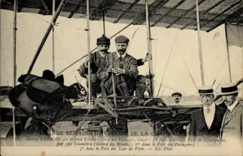 CPA Grande Semaine d'Aviation de la Champagne 1909, Henry Farman, Biplan Farman