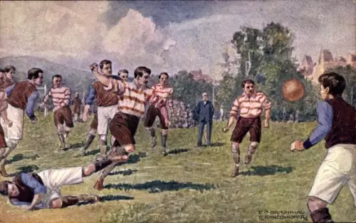 Künstler Ak Fußballer, Fußballspiel